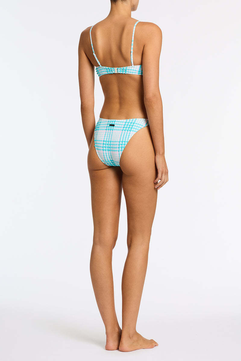 MICA - BLUE BLOSS CHECK Crop Bikini Set-Limited Sale