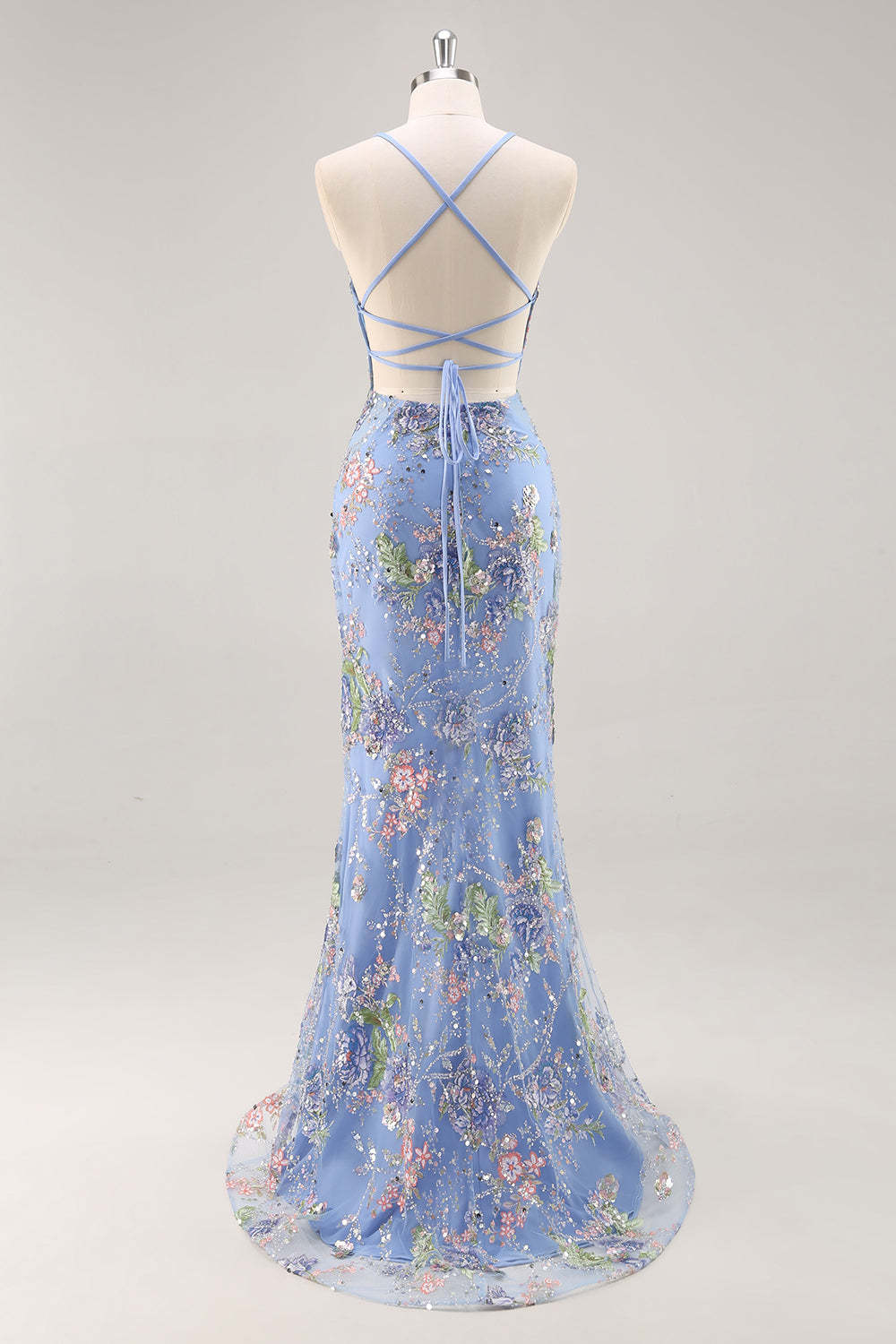 Pink Mermaid Spaghetti Straps Sequins Long Prom Dress with Appliques