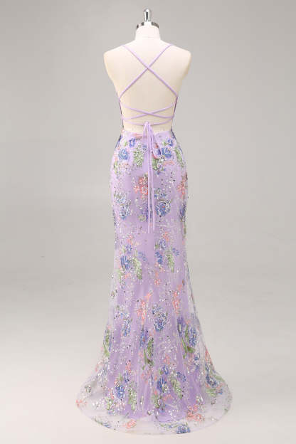 Pink Mermaid Spaghetti Straps Sequins Long Prom Dress with Appliques