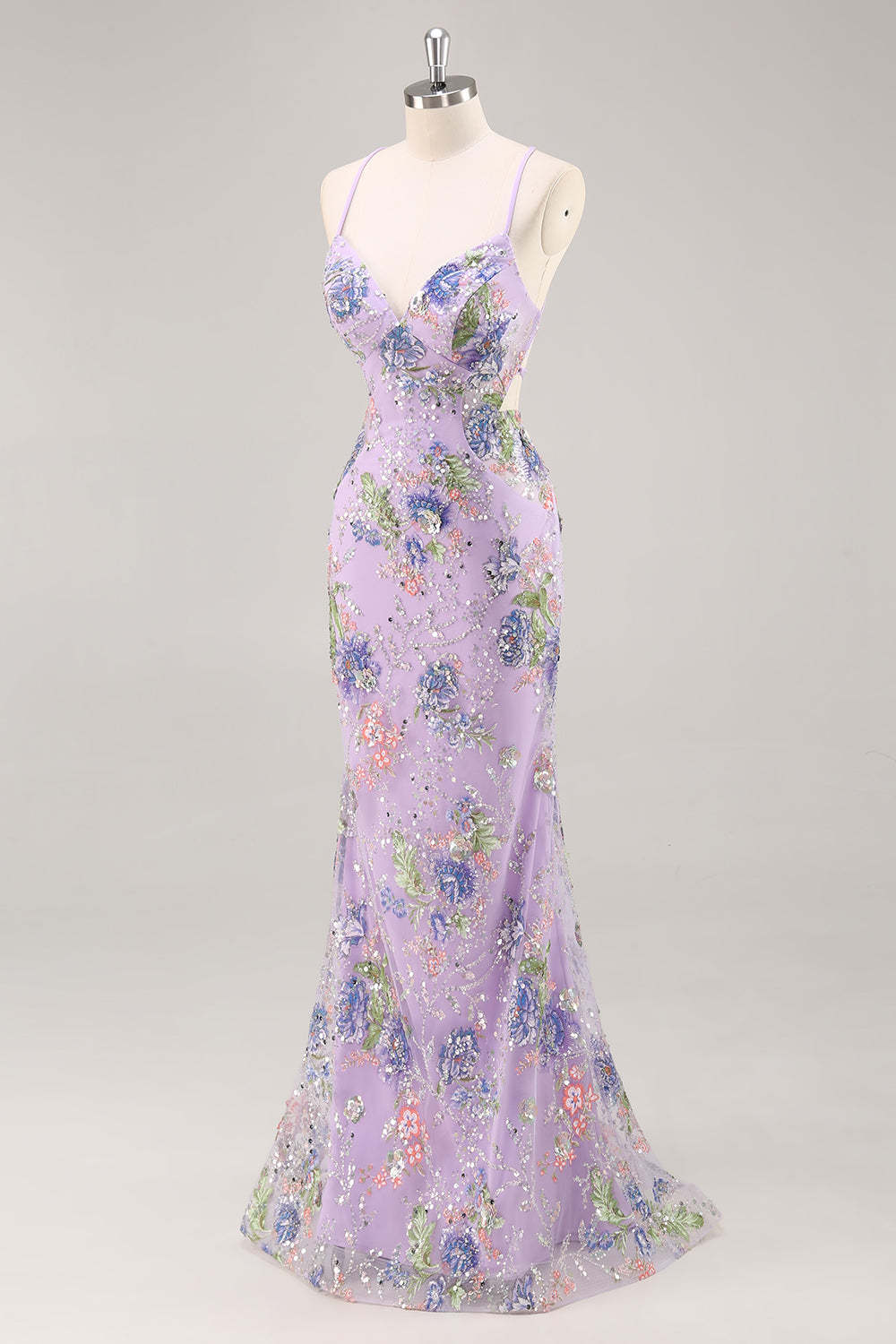 Pink Mermaid Spaghetti Straps Sequins Long Prom Dress with Appliques