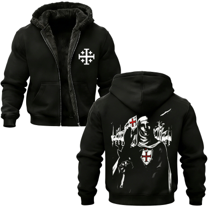 Baldwin IV Vintage Printed Zippered Hooded Fleece Cardigan-Limited Sale