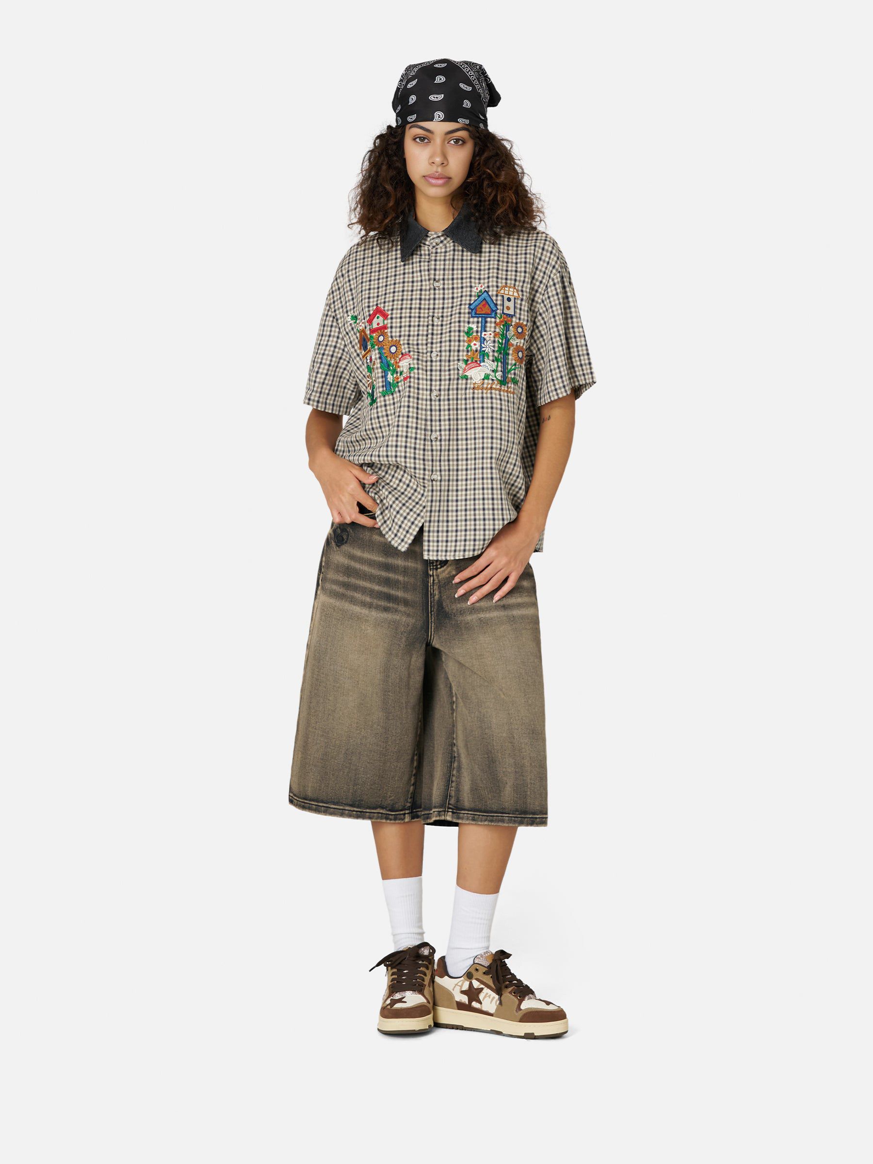 Aelfric Eden Plaid Embroidery Shirt-Limited Sale