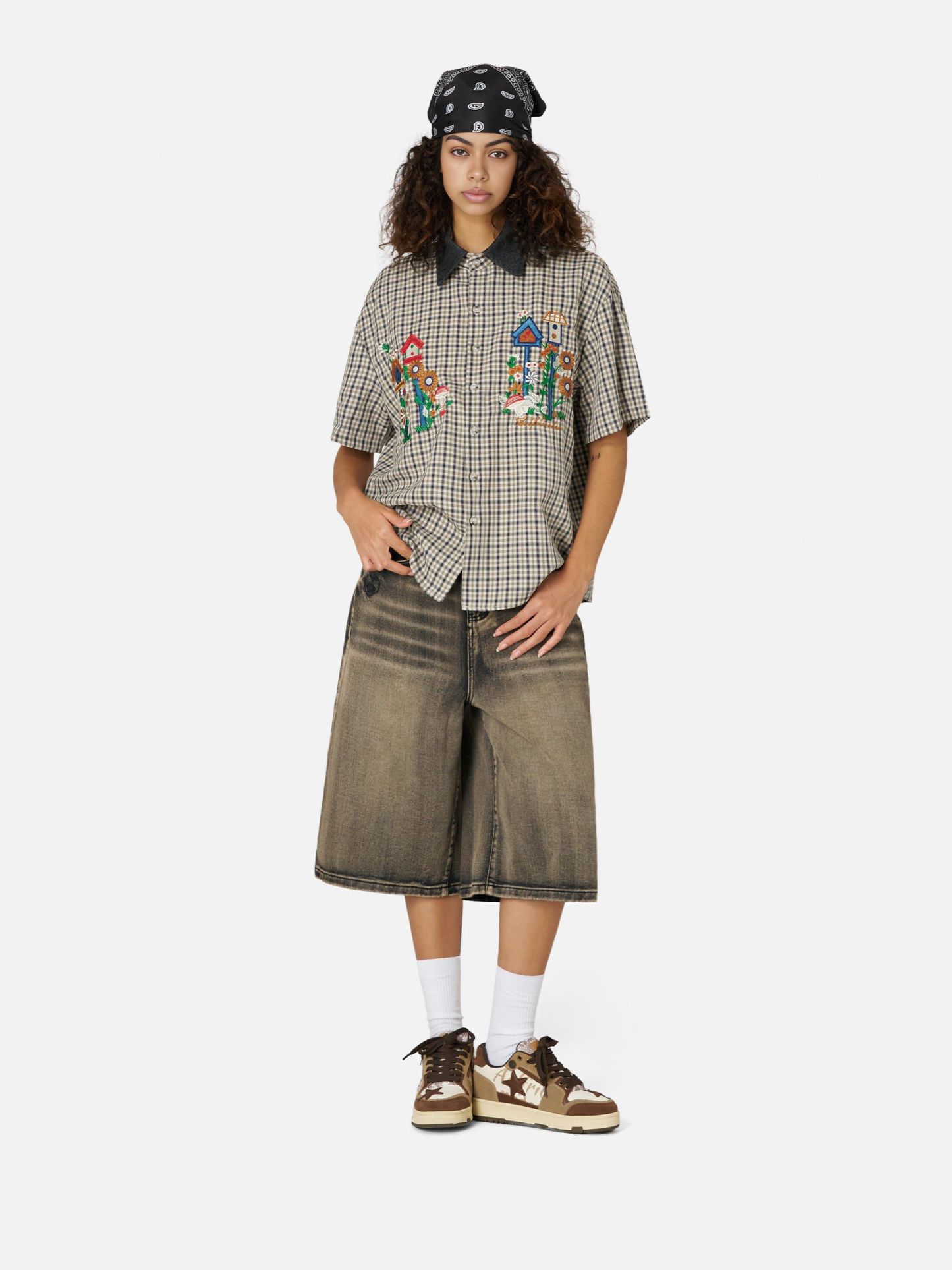 Aelfric Eden Plaid Embroidery Shirt-Limited Sale