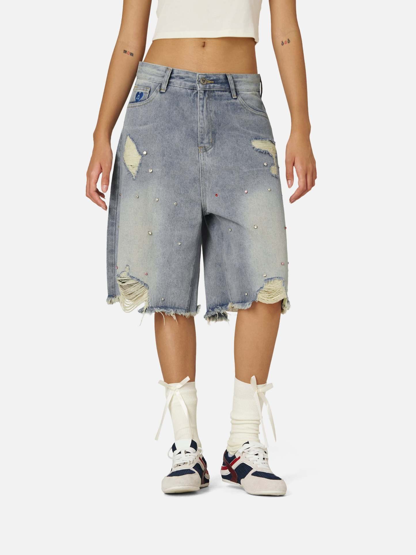 Aelfric Eden Rhinestone Application Jorts-Limited Sale