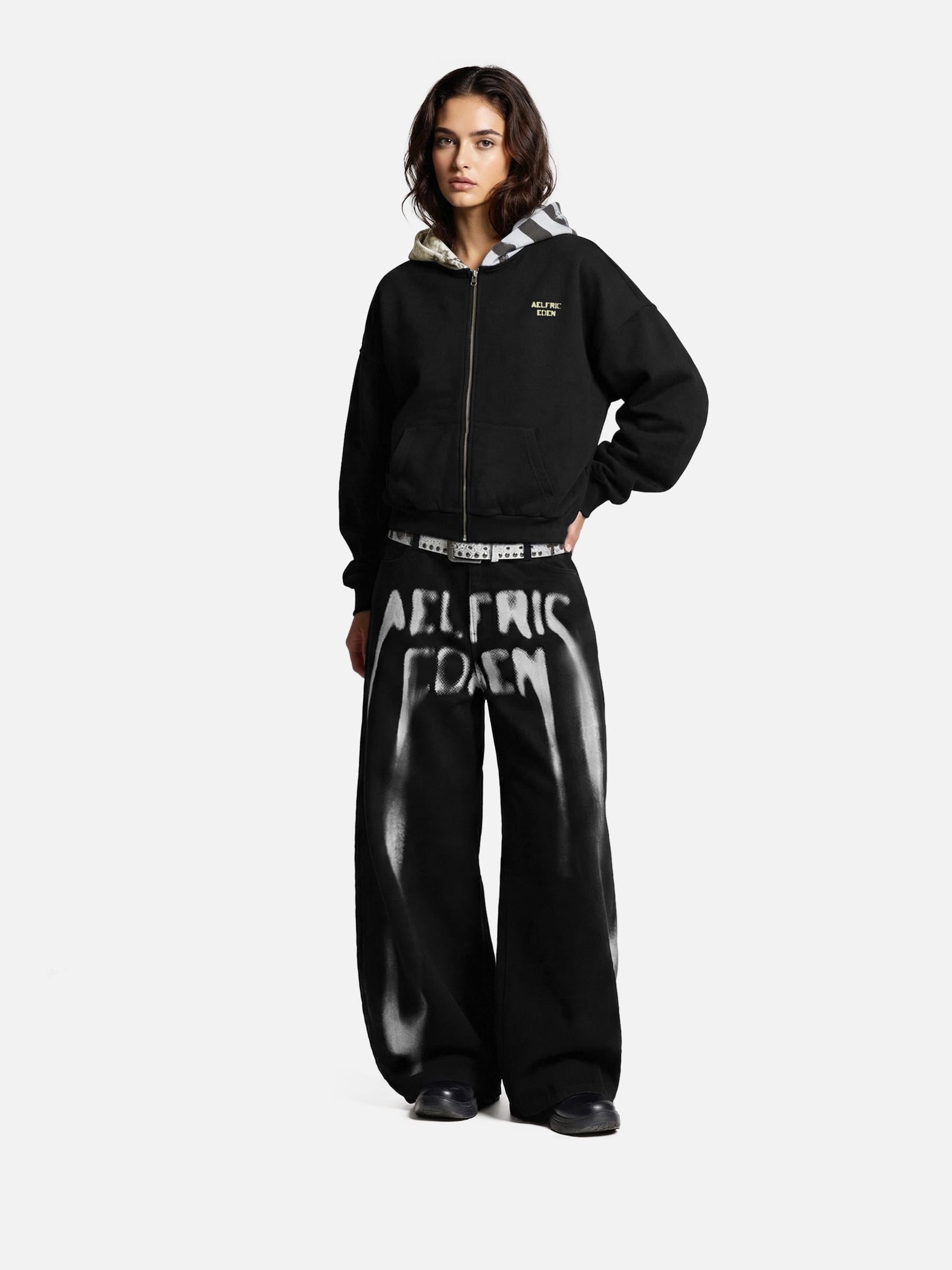 Aelfric Eden Boxy Contrast Zip Up Hoodie-Limited Sale