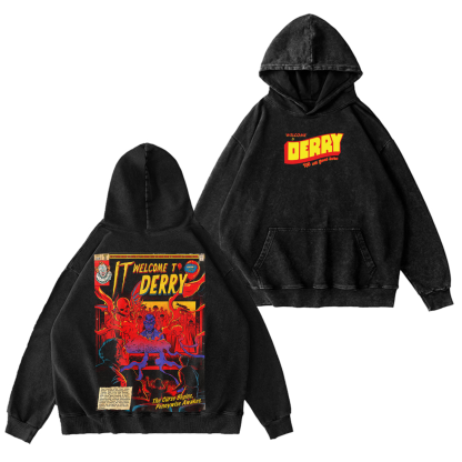 It Welcome To Derry The Curse Begins Pennywise Awakes Unisex Washed T-shirt/Crewneck/Hoodie-Limited Sale