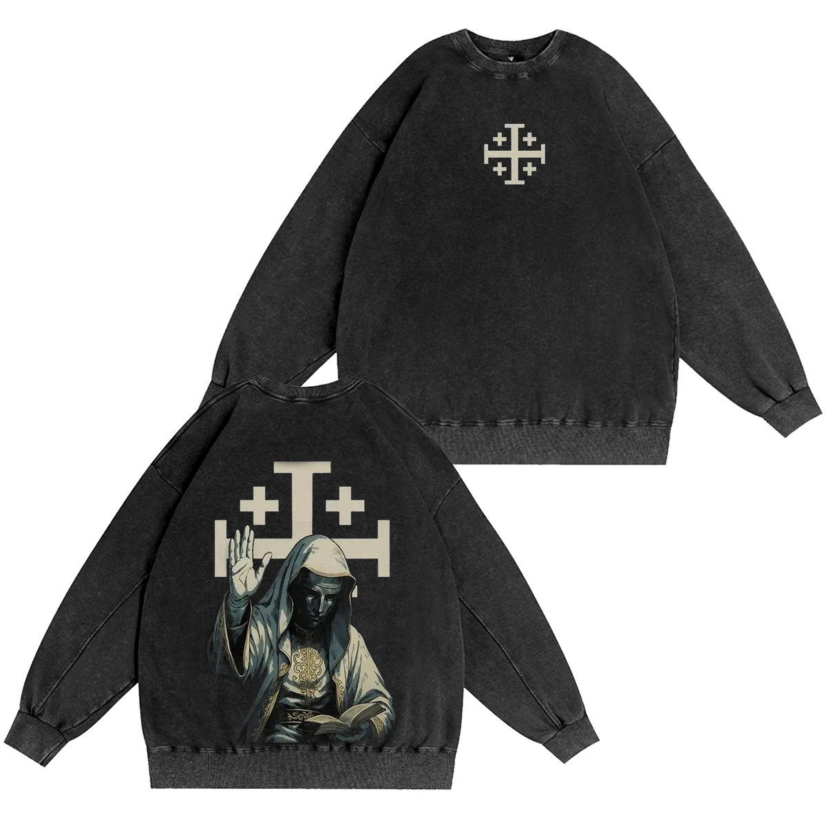 Baldwin IV Crusader King Oversized Unisex Washed T-shirt/Crewneck/Hoodie-Limited Sale