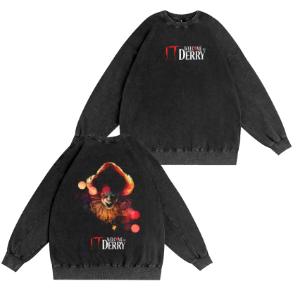 It Welcome To Derry The Curse Begins Pennywise Awakes Unisex Washed T-shirt/Crewneck/Hoodie-Limited Sale