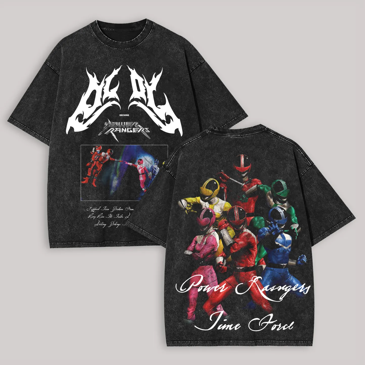 Power Rangers: Time Force Printed Unisex Washed T-Shirt-Limited Sale