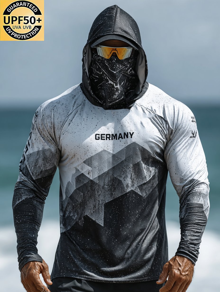 Black and White Abstract Geometry Germany Sun Shield Shirt-Limited Sale