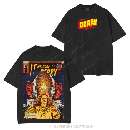 It Welcome To Derry The Curse Begins Pennywise Awakes Unisex Washed T-shirt-Limited Sale