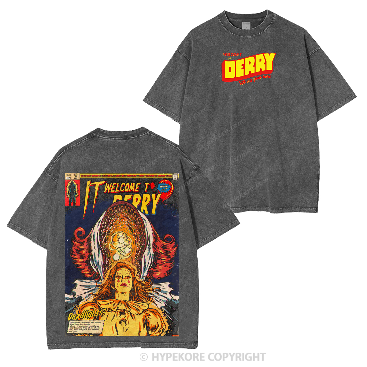 It Welcome To Derry The Curse Begins Pennywise Awakes Unisex Washed T-shirt-Limited Sale