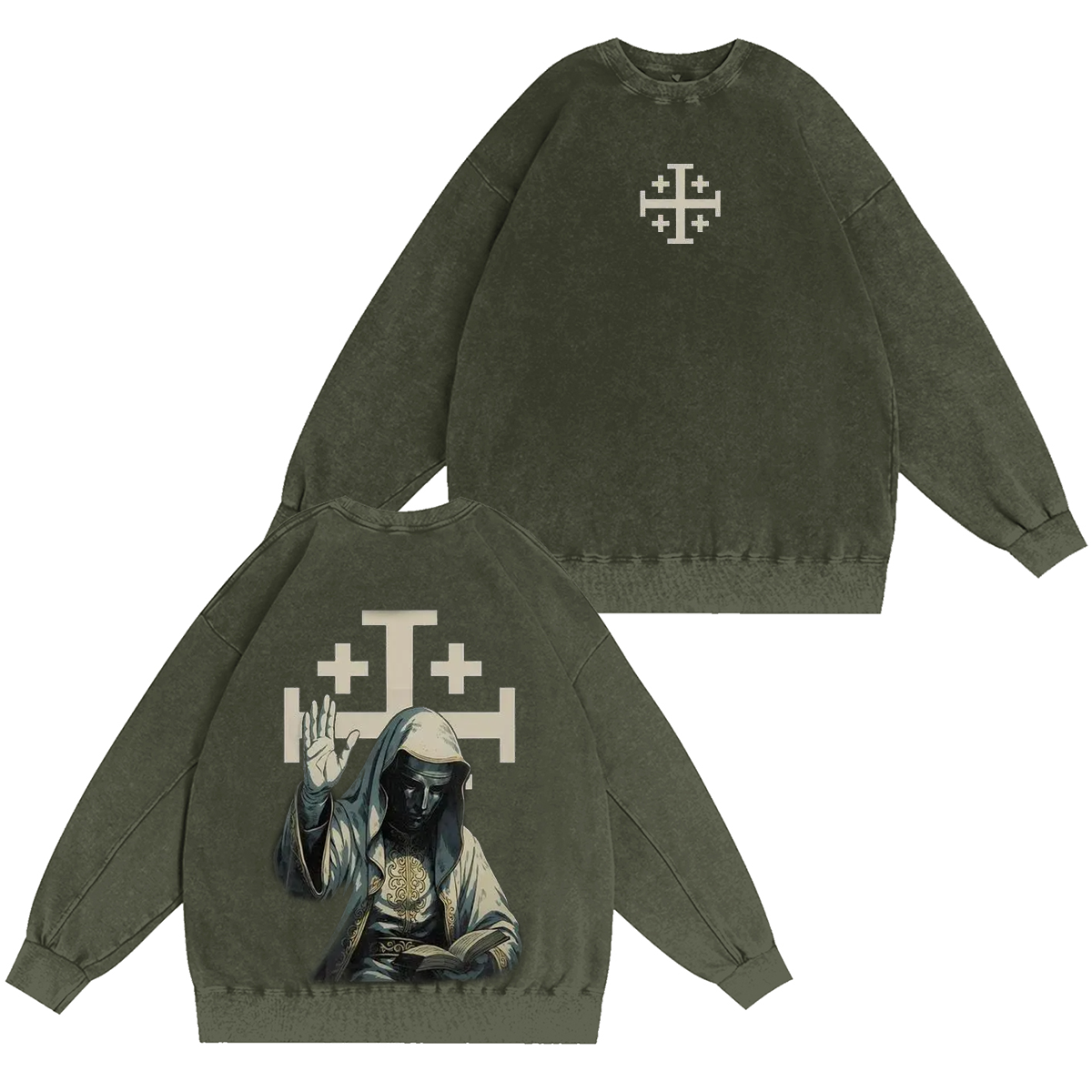 Baldwin IV Crusader King Oversized Unisex Washed T-shirt/Crewneck/Hoodie-Limited Sale