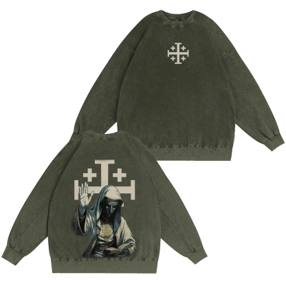 Baldwin IV Crusader King Oversized Unisex Washed T-shirt/Crewneck/Hoodie-Limited Sale