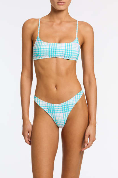 MICA - BLUE BLOSS CHECK Crop Bikini Set-Limited Sale