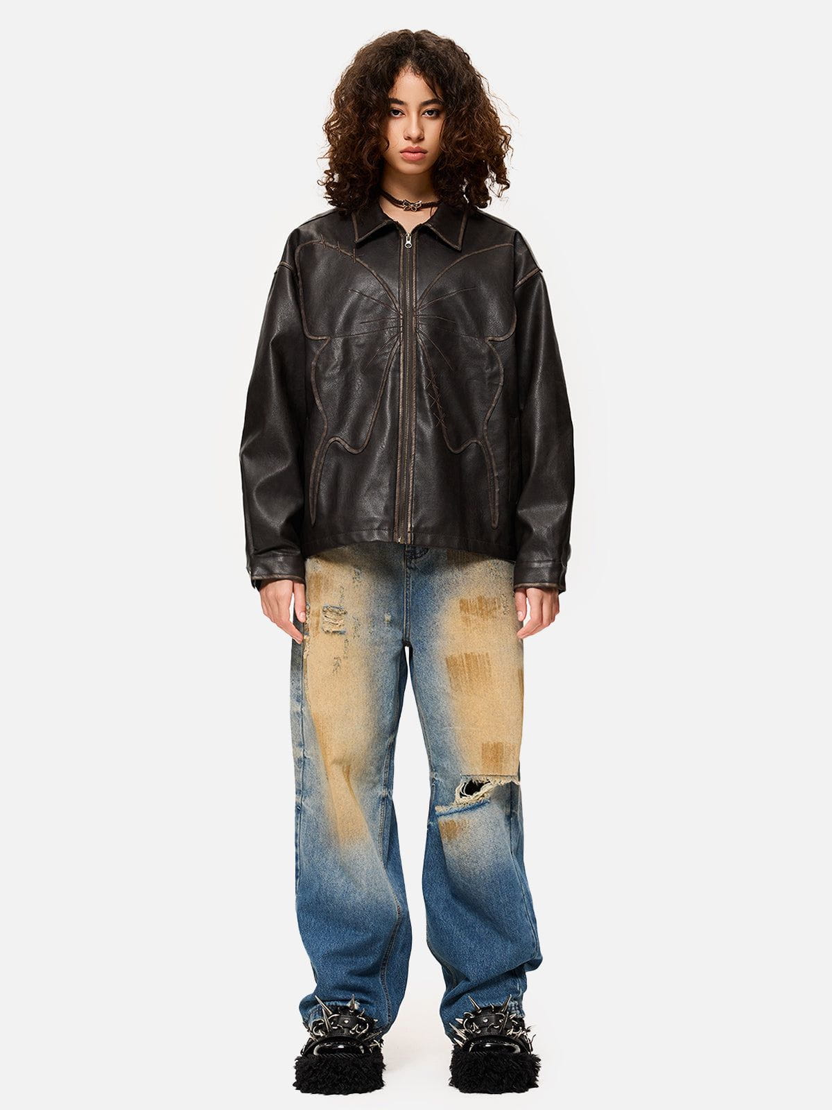 Aelfric Eden Butterfly Faux Leather Jacket-Limited Sale