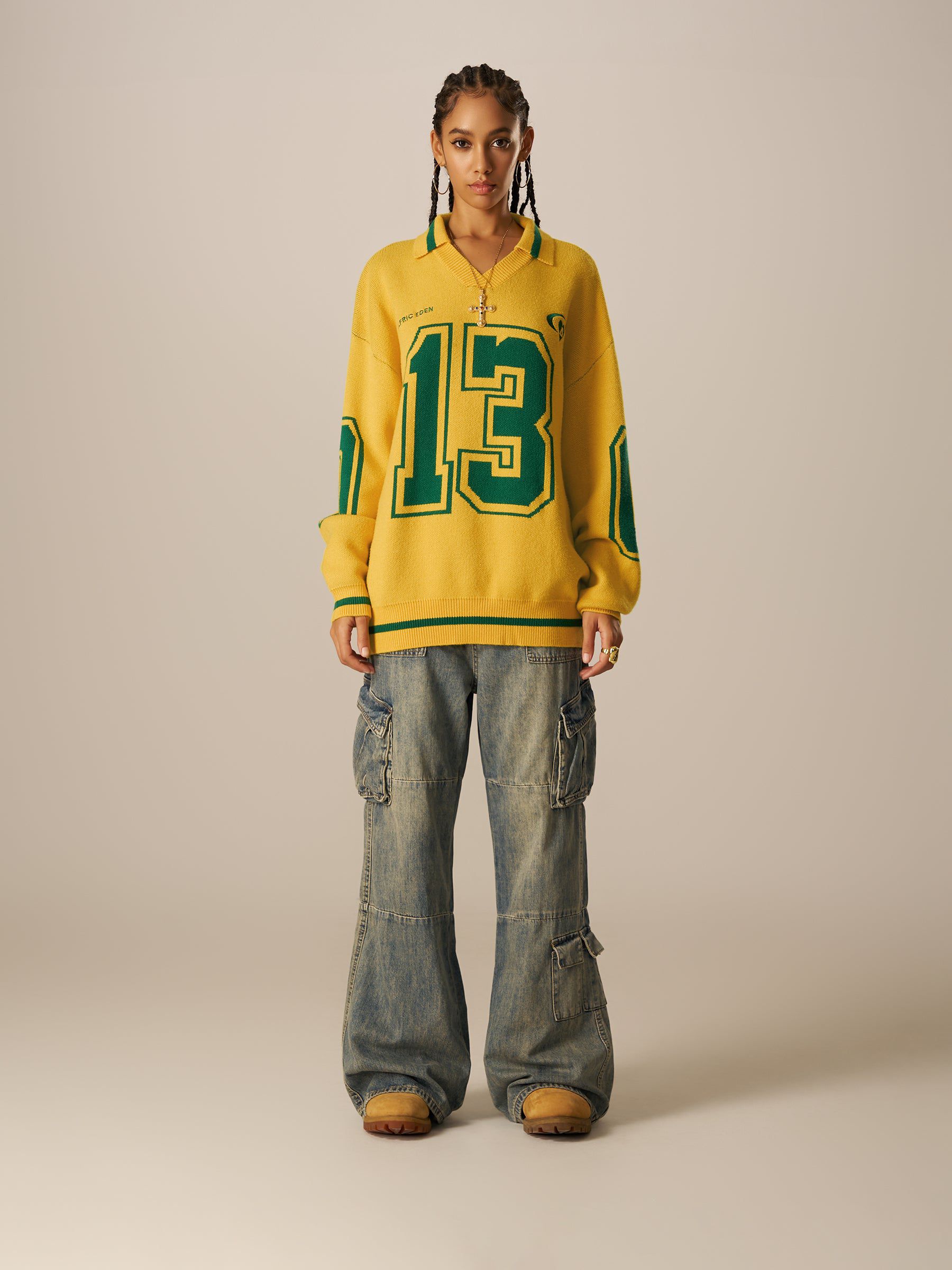 Aelfric Eden Number Graphic Polo Sweater-Limited Sale