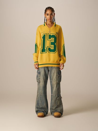 Aelfric Eden Number Graphic Polo Sweater-Limited Sale