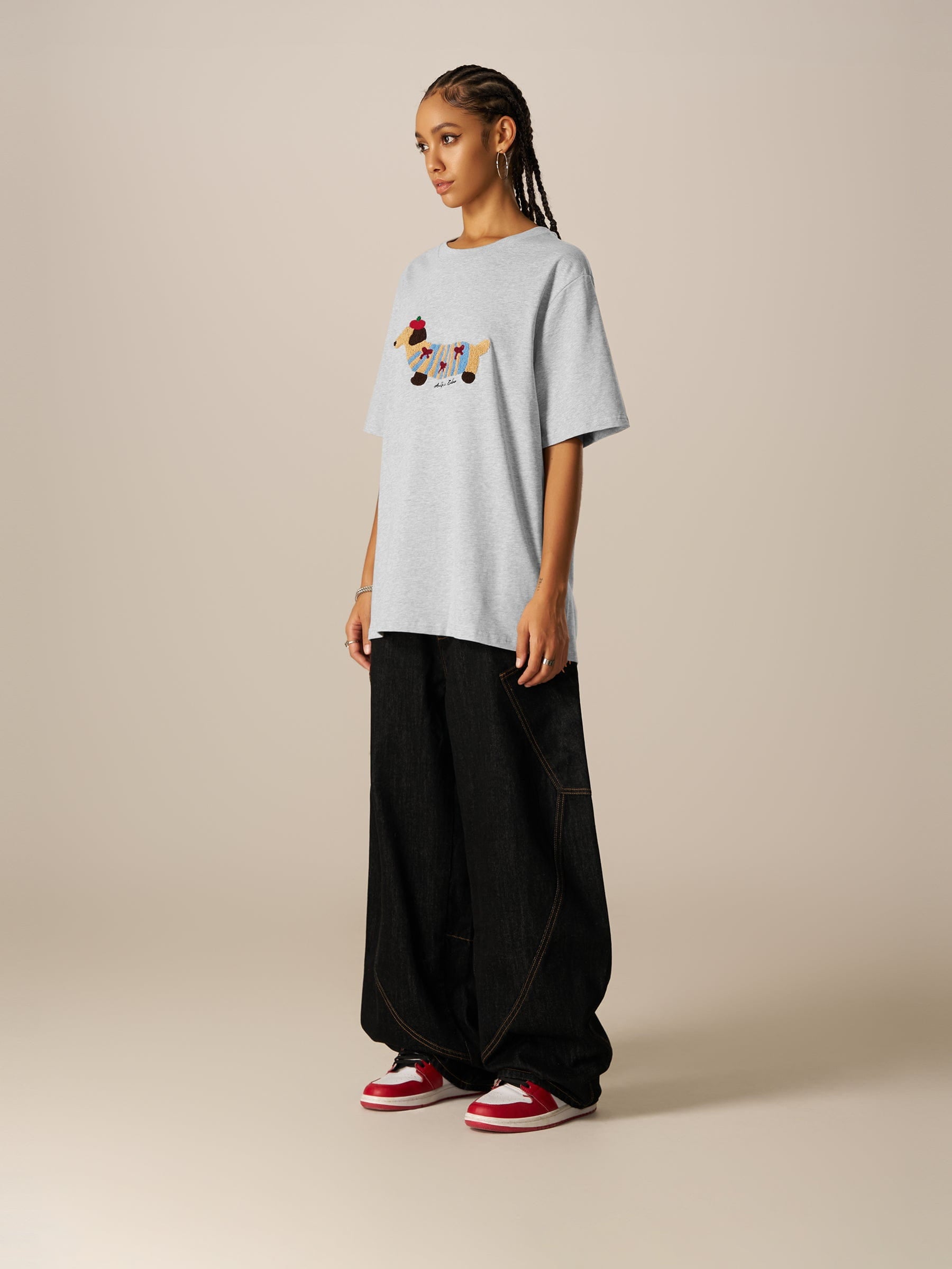 Aelfric Eden Cartoon Dog Embroidery Tee-Limited Sale