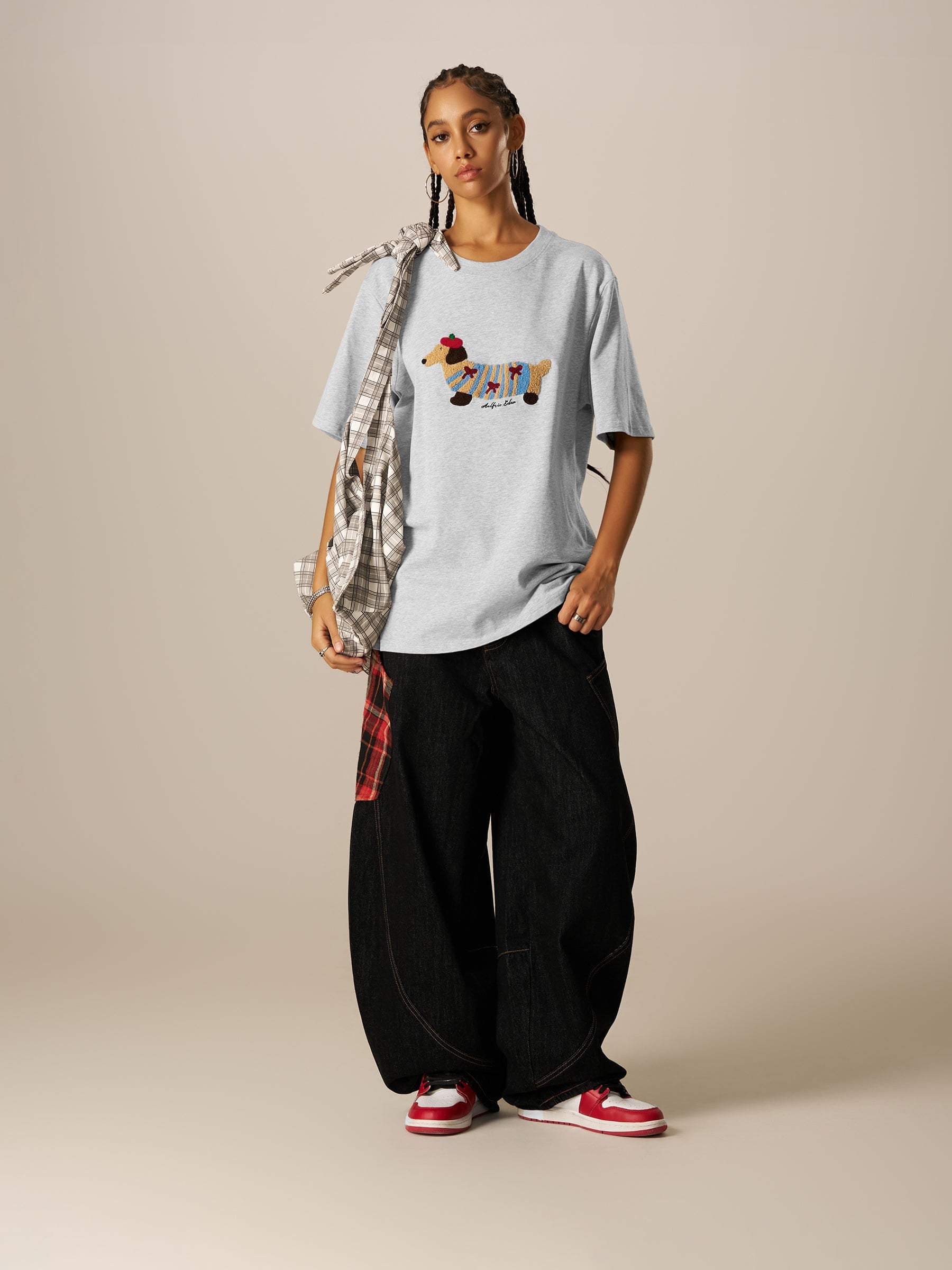 Aelfric Eden Cartoon Dog Embroidery Tee-Limited Sale