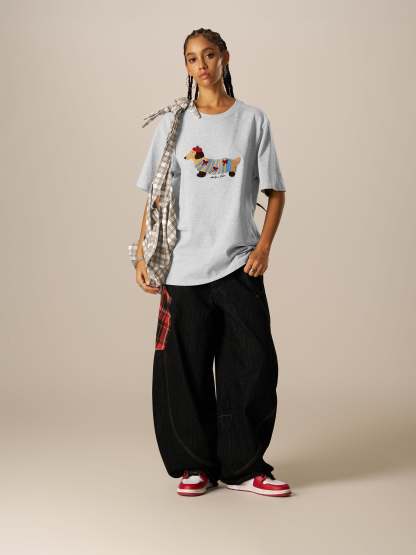 Aelfric Eden Cartoon Dog Embroidery Tee-Limited Sale