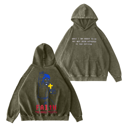 FAITH The Unholy Trinity Unisex Washed T-shirt/Crewneck/Hoodie-Limited Sale