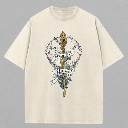 Disturber Of The Peace The Lord of the Rings Printed Unisex Washed T-Shirt-Limited Sale