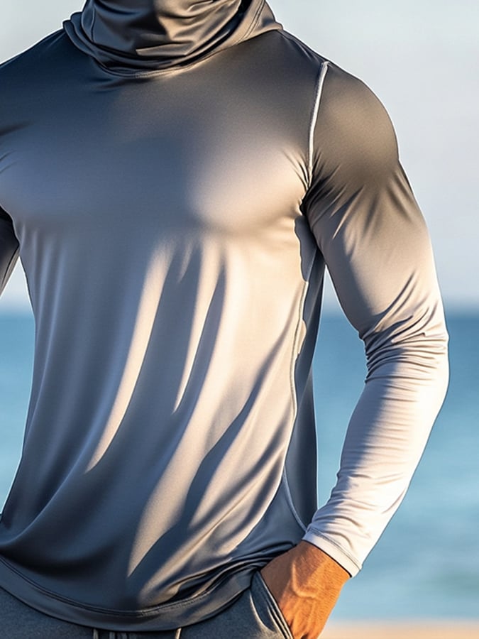 Men's Outdoor Sun Protection Breathable Cool Hooded Sun Protection Long Sleeve Top-Limited Sale