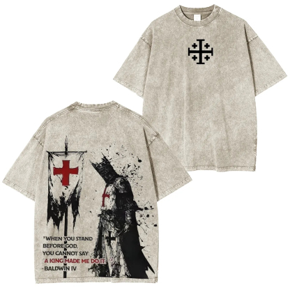 Knights Templar Crusader Banner Unisex Fit Washed T-Shirt-Limited Sale