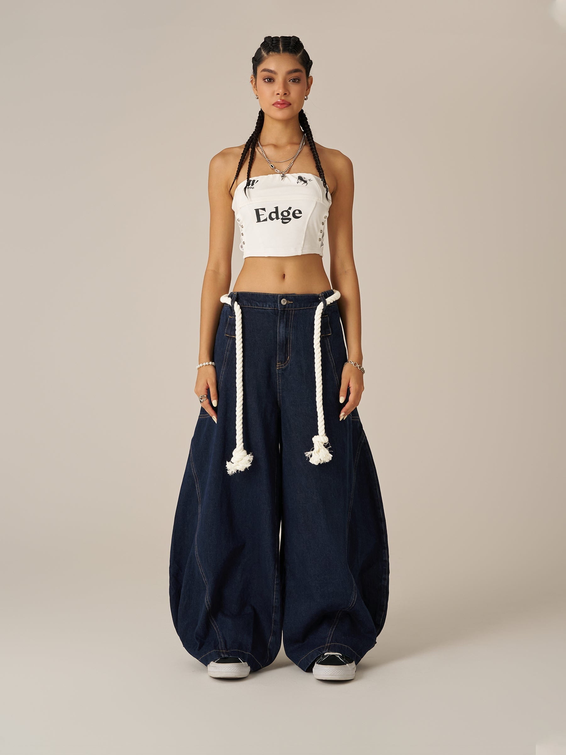 Aelfric Eden Drawstring Waist Super Baggy Jeans-Limited Sale