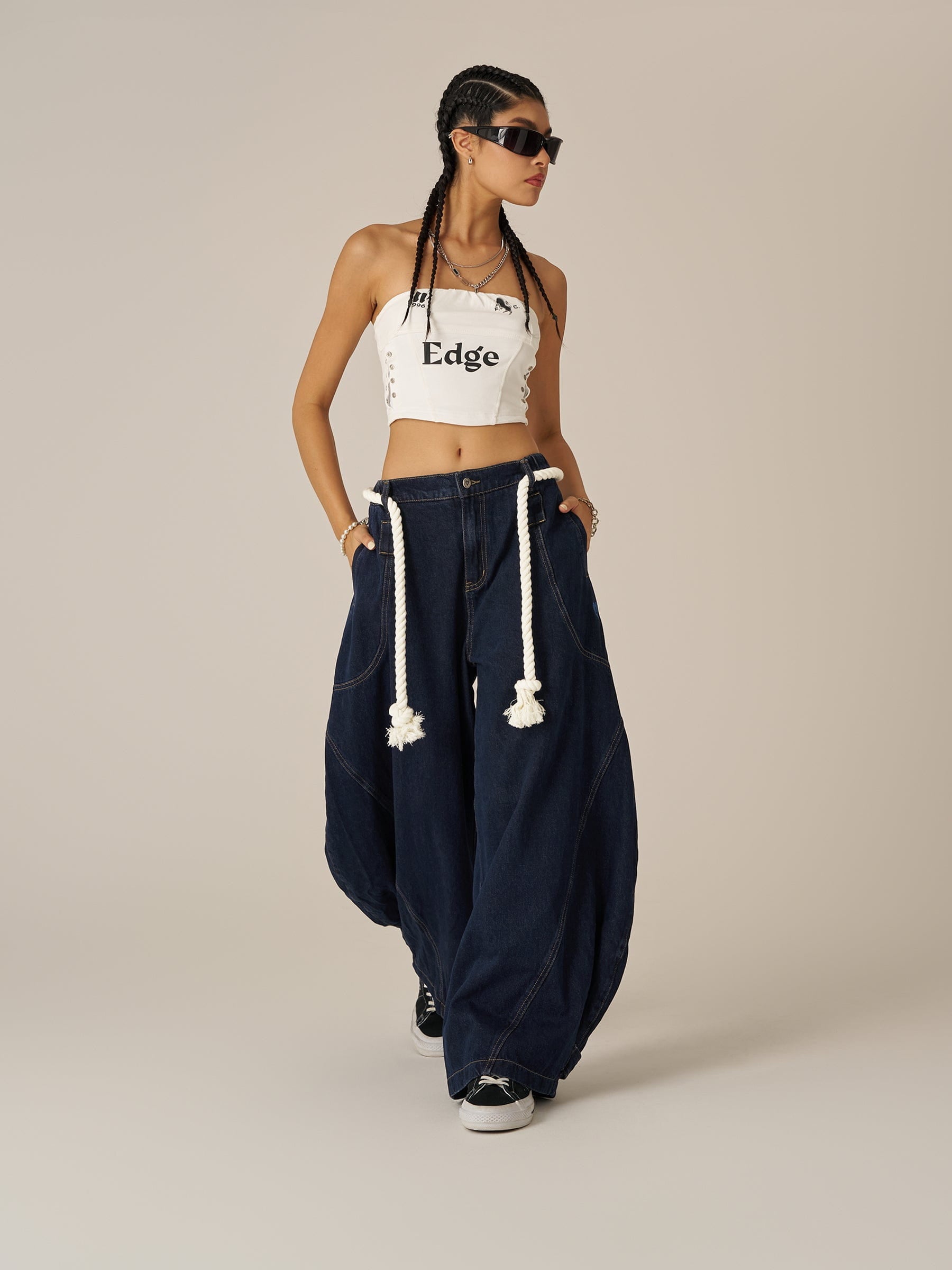 Aelfric Eden Drawstring Waist Super Baggy Jeans-Limited Sale