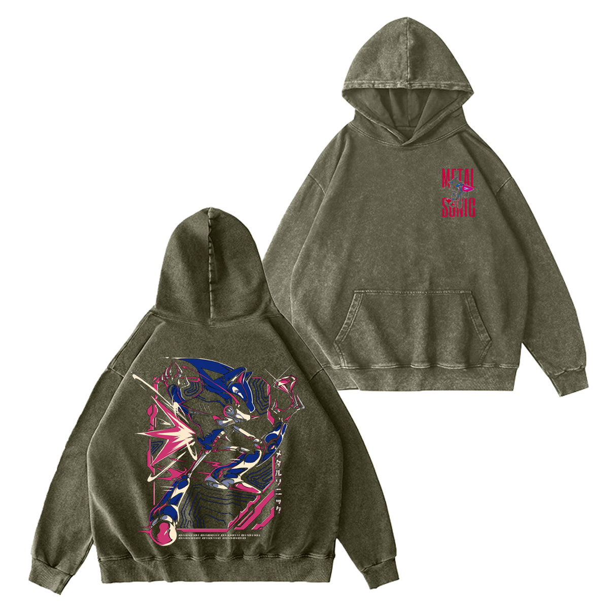 Metal Sonic Sonic the Hedgehog Washed T-shirt/Crewneck/Hoodie-Limited Sale