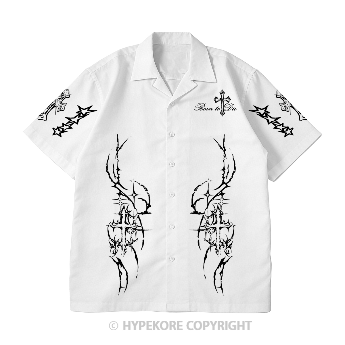 cross Cuban collar short-sleeved shirt-Limited Sale