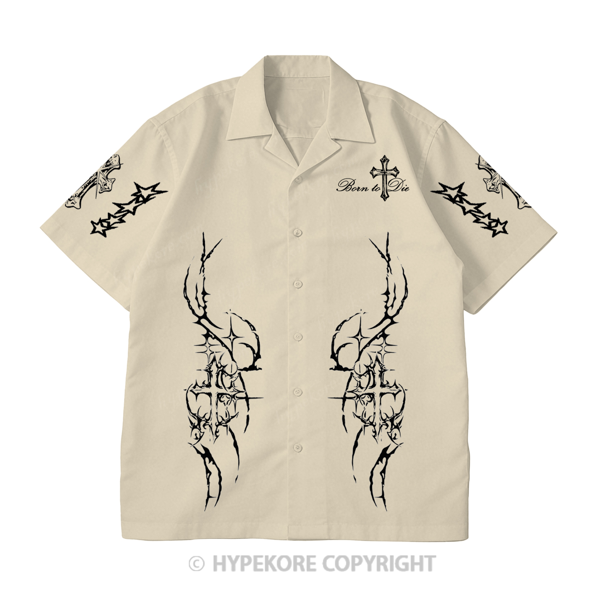 cross Cuban collar short-sleeved shirt-Limited Sale