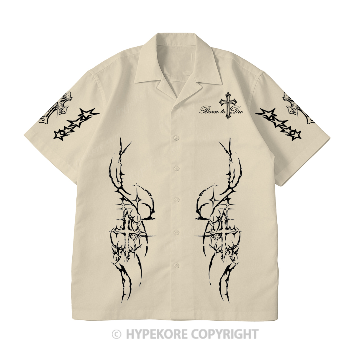 cross Cuban collar short-sleeved shirt-Limited Sale