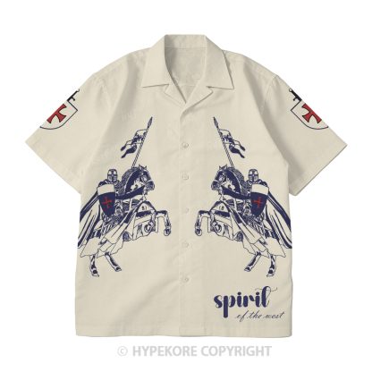 Crusader Knight Cuban collar short-sleeved shirt-Limited Sale