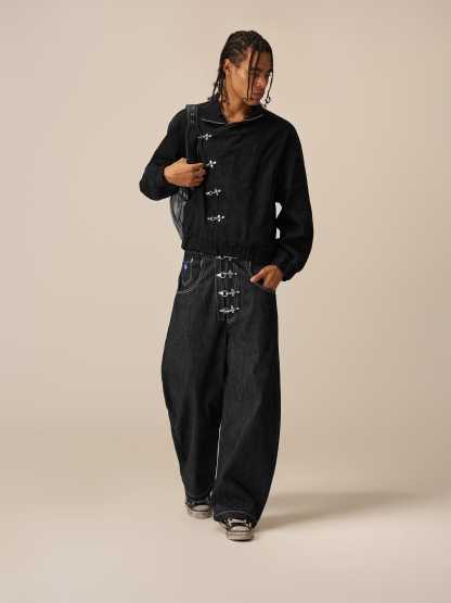 Aelfric Eden Metal Button Raw Baggy Barrel Jeans-Limited Sale