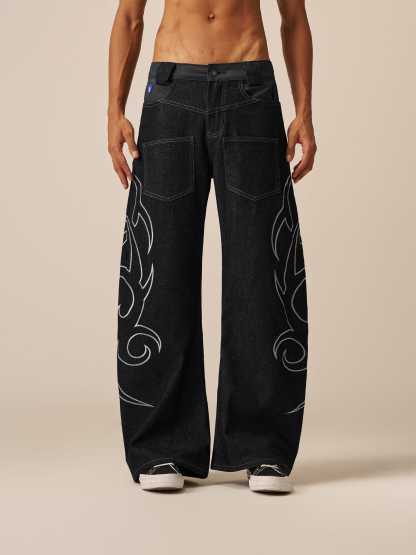 Aelfric Eden Baggy Barrel Embroidery Jeans-Limited Sale