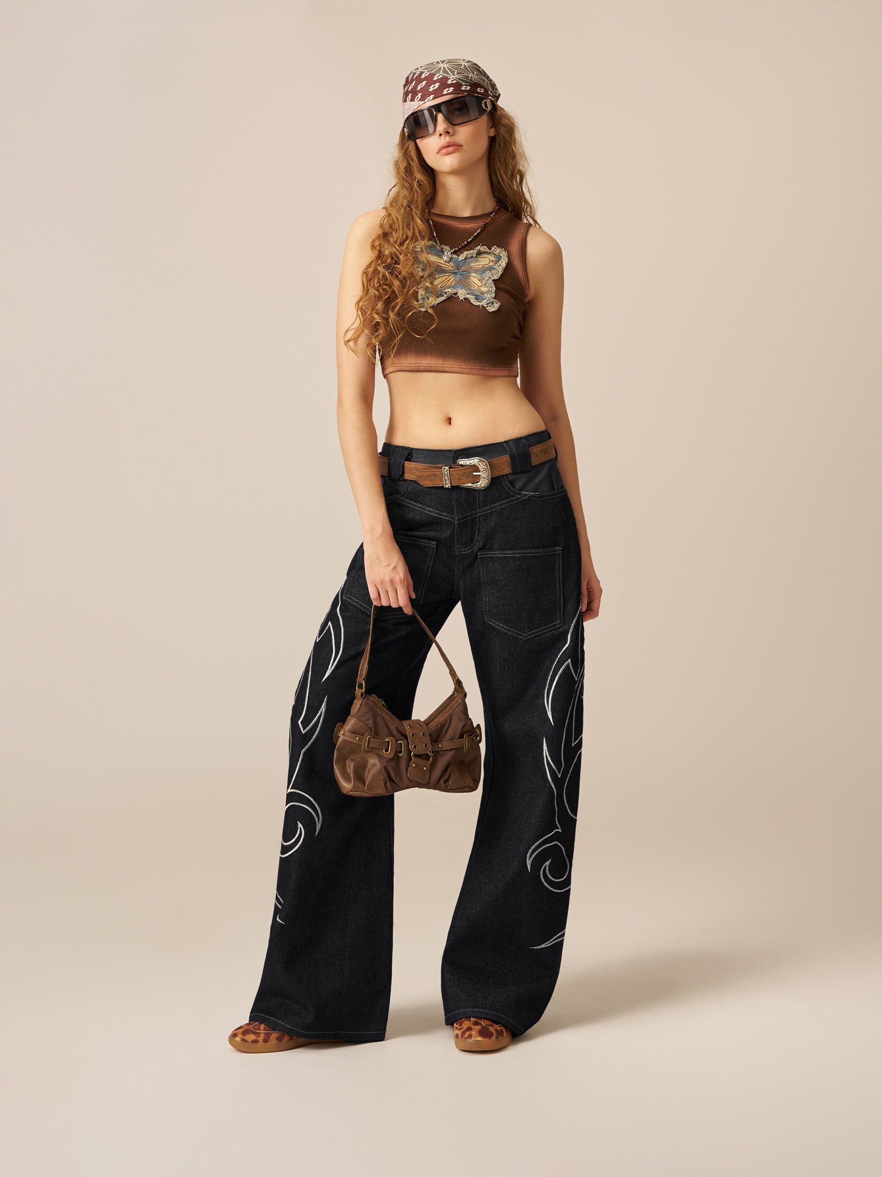 Aelfric Eden Baggy Barrel Embroidery Jeans-Limited Sale
