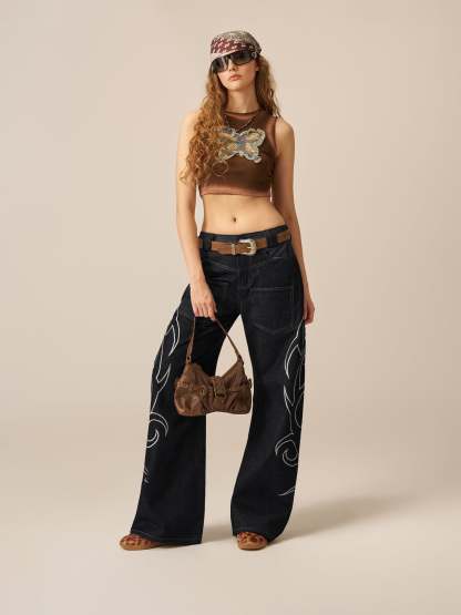 Aelfric Eden Baggy Barrel Embroidery Jeans-Limited Sale