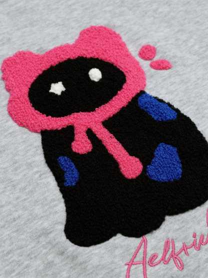Aelfric Eden Oversized Embroidery Cat Hoodie-Limited Sale