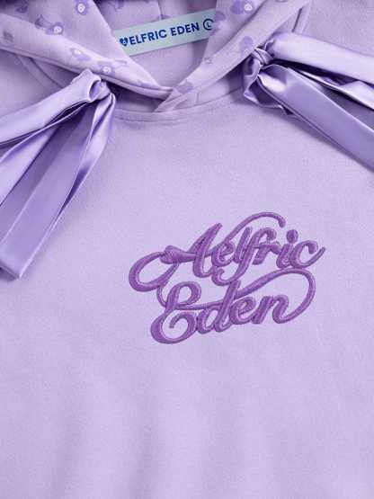Aelfric Eden Cherry Bow Embroidery Pullover Hoodie-Limited Sale