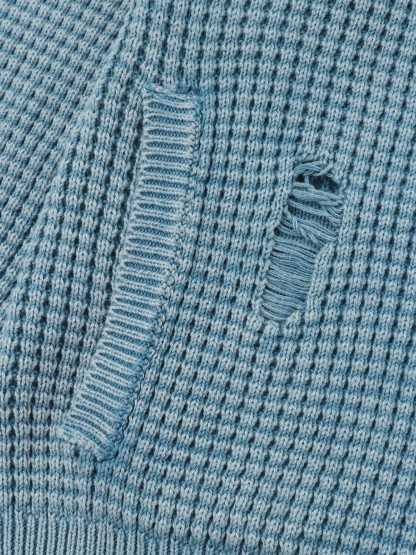 Aelfric Eden Distressed Waffle Zip Up Cardigan-Limited Sale