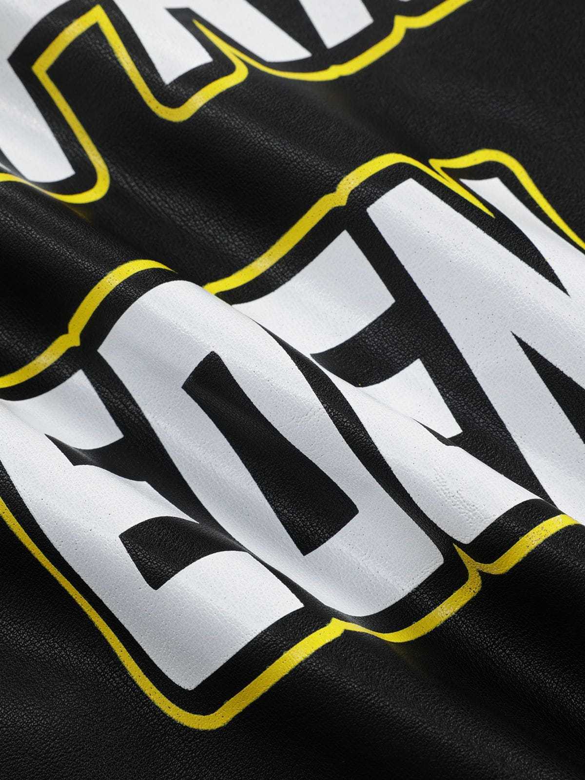 Aelfric Eden Racing Logo Patches Faux Leather Jacket-Limited Sale