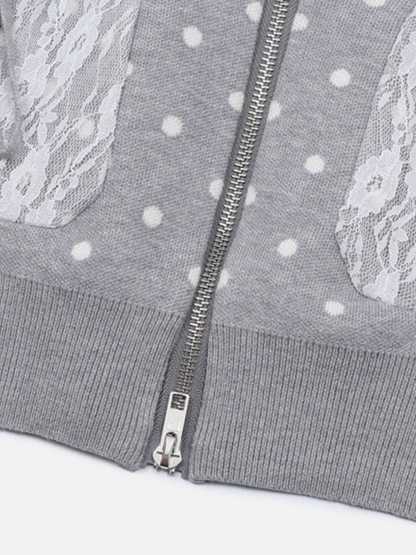 Aelfric Eden Polka Dot Zip Up Hoodie-Limited Sale