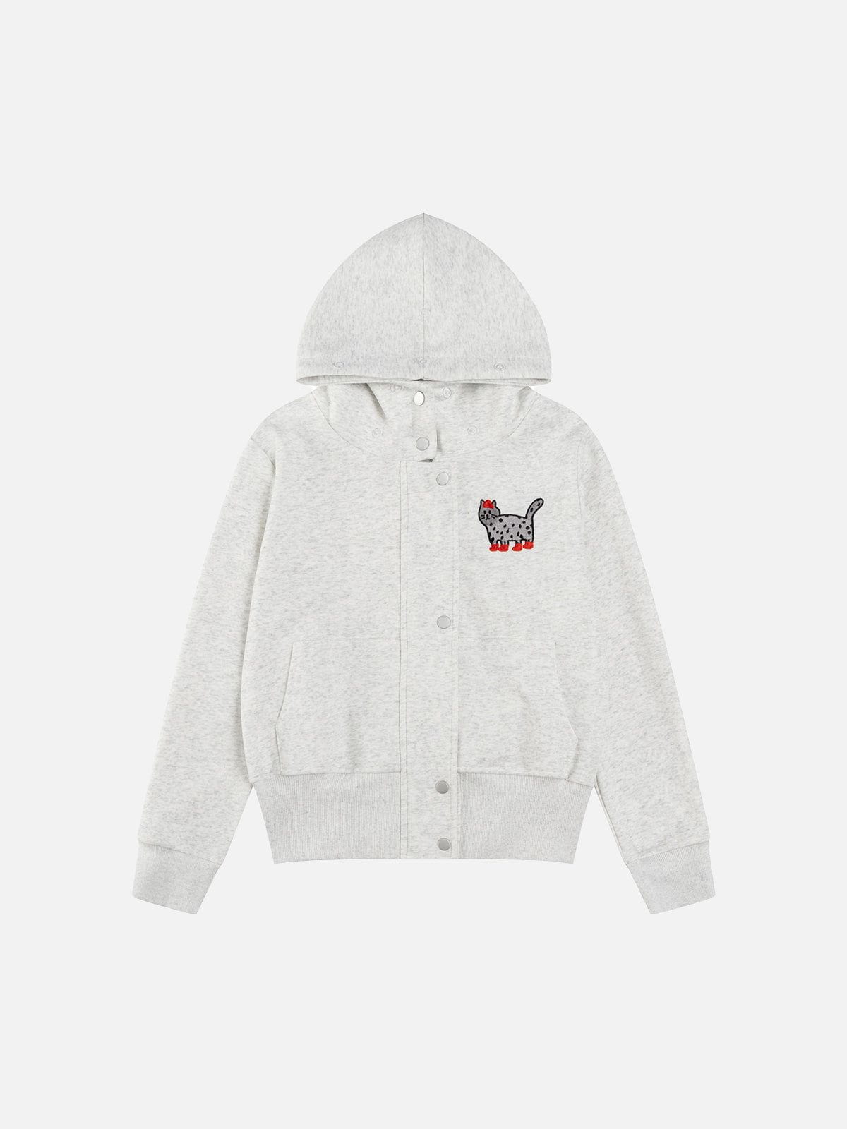Aelfric Eden Cat Embroidery Faux Fur Collar Hoodie-Limited Sale