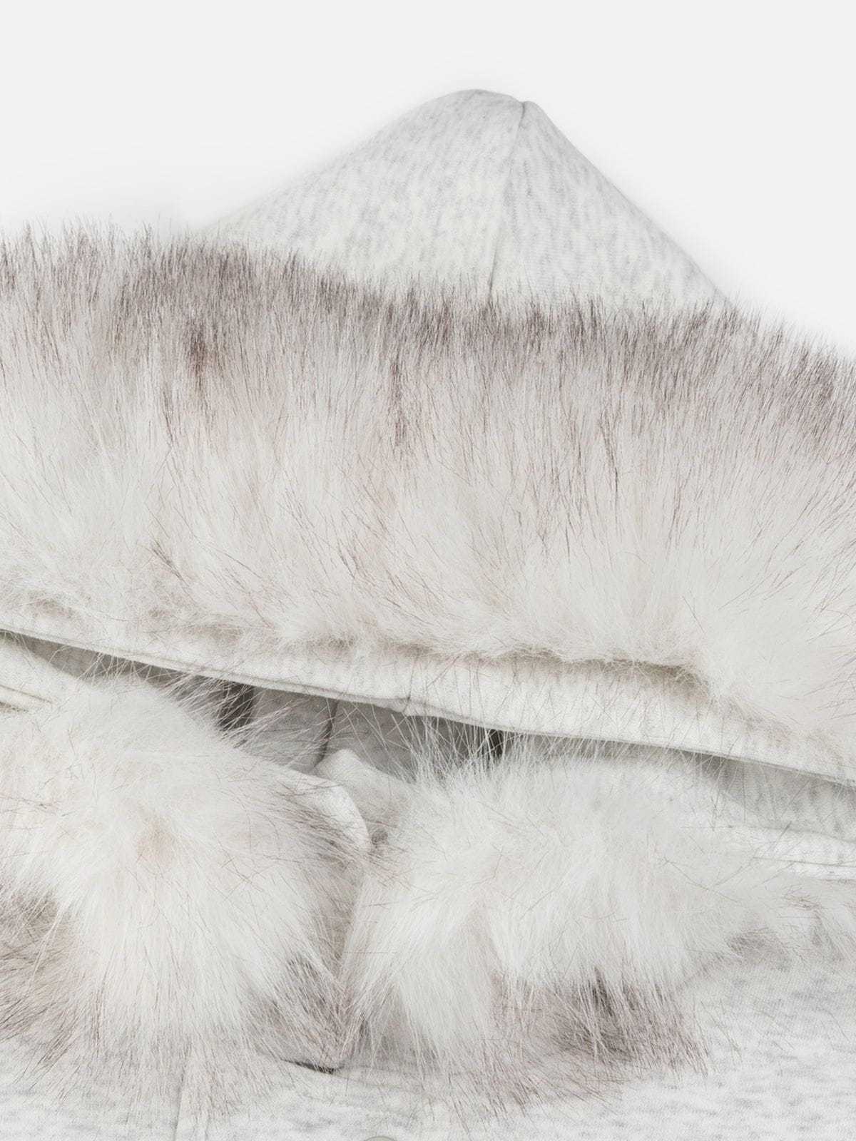Aelfric Eden Cat Embroidery Faux Fur Collar Hoodie-Limited Sale