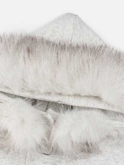 Aelfric Eden Cat Embroidery Faux Fur Collar Hoodie-Limited Sale