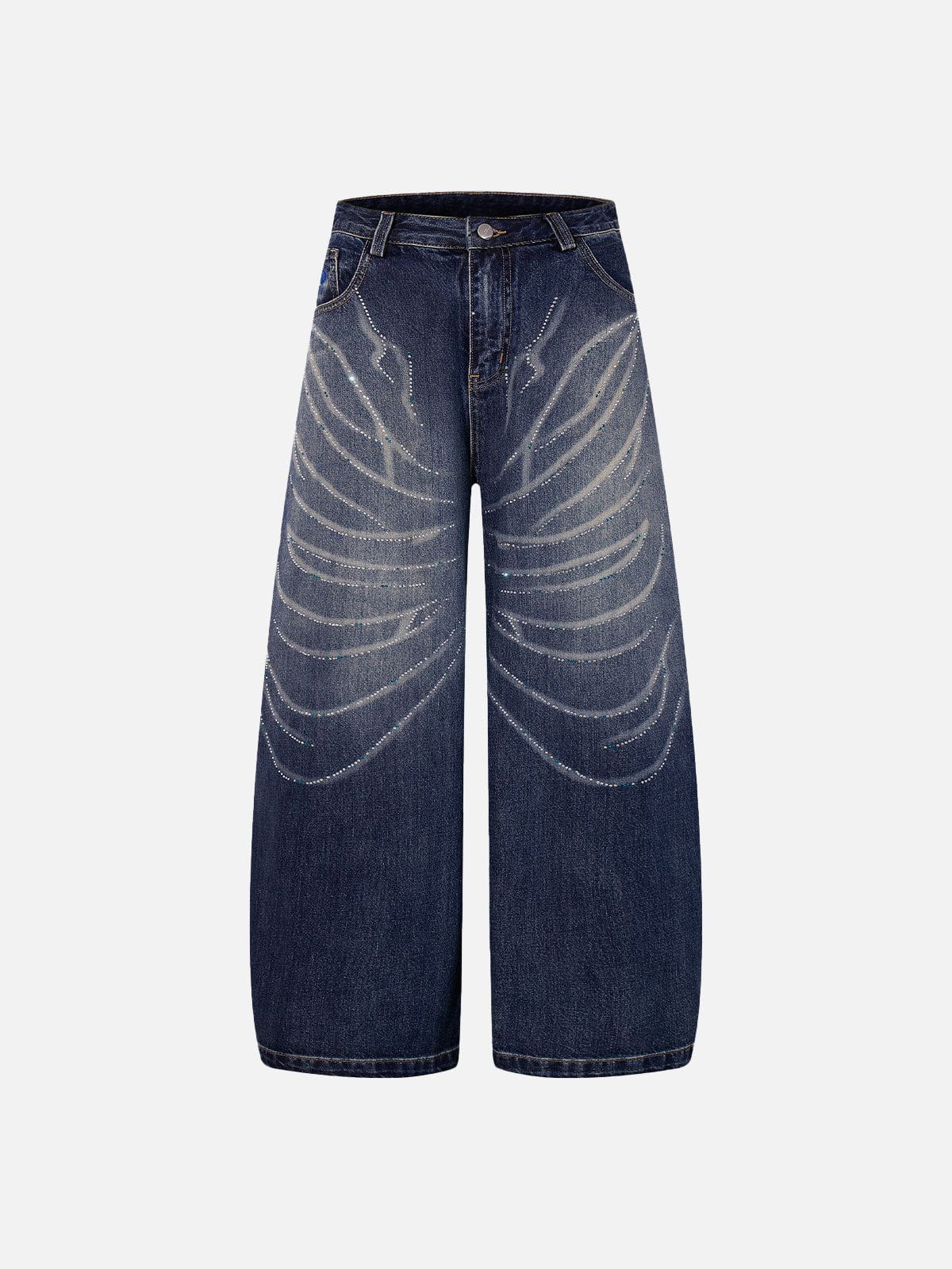 Aelfric Eden Rhinestone Whiskering Baggy Jeans-Limited Sale