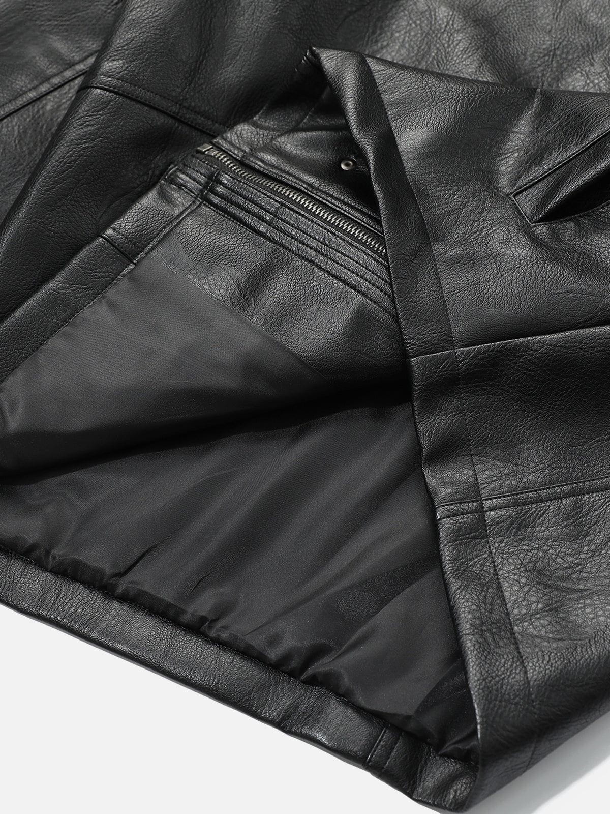Aelfric Eden Metal Button Faux Leather Jacket-Limited Sale